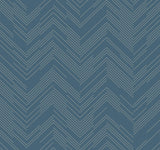 Antonina Vella Polished Chevron Blue Wallpaper