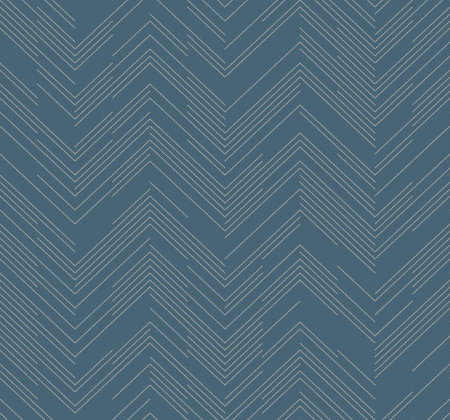 Antonina Vella Polished Chevron Blue Wallpaper