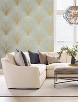 York Papyrus Plume Green Wallpaper