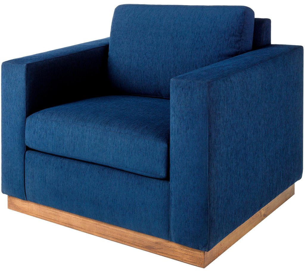 Surya Amherst AHR-004 Dark Blue Wood 31"H x 38"W x 37"D Accent Chair