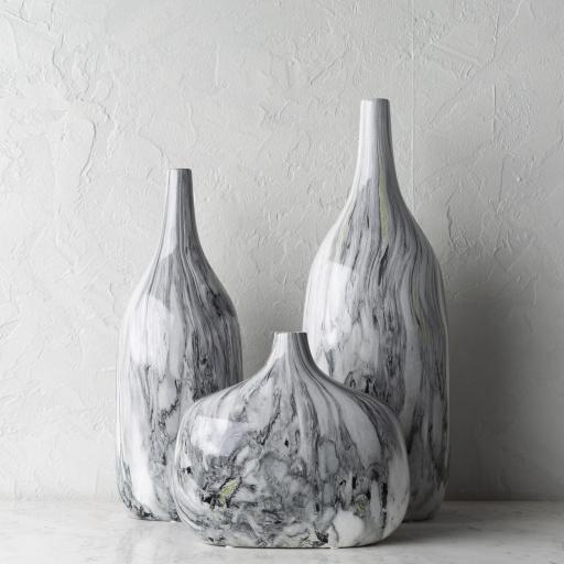 Surya Marble MBL-003 18"H x 5"W x 7"D, 15"H x 5"W x 6"D, 8"H x 5"W x 9"D Decorative Accent