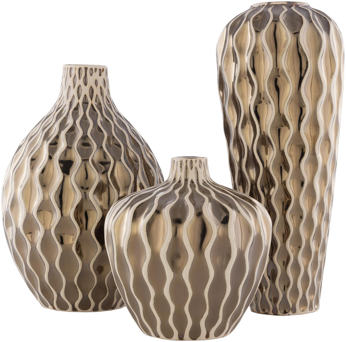Surya Rockwell RKW-001 15"H x 6"W x 6"D, 12"H x 8"W x 8"D, 8"H x 7"W x 7"D Decorative Accent