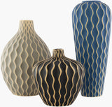 Livabliss Waves WVS-002 15"H x 6"W x 6"D; 8"H x 7"W x 7"D; 12"H x 8"W x 8"D Vase