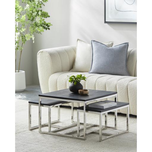 Surya Morwell MOW-001 Black Metallic - Silver 16"H x 24"W x 24"D,12"H x 22"W x 12"D,12"H x 22"W x 12"D Furniture