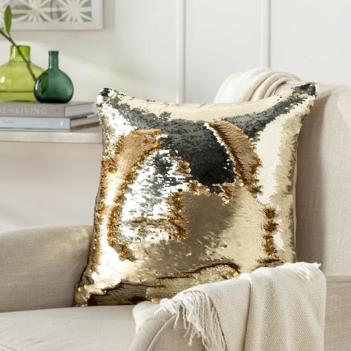 Surya Andrina ADN-001 Metallic Gold Metallic Silver 18"H x 18"W Pillow Cover