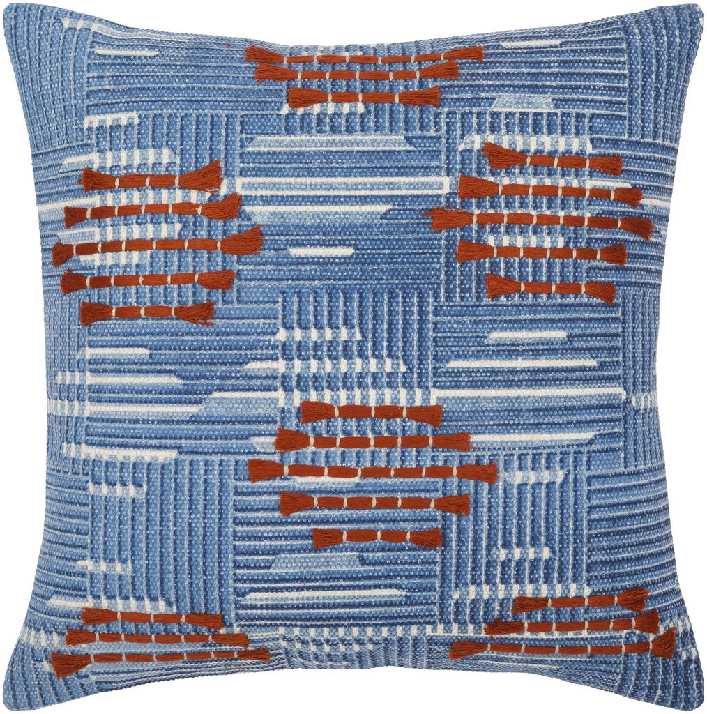 Surya Ashbury ASB-003 Blue Brick Red 14"H x 22"W Pillow Cover