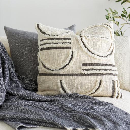 Surya Azibo AZB-004 Charcoal Cream 18"H x 18"W Pillow Cover