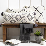 Surya Braith BRH-005 Charcoal Cream 14"H x 24"W Pillow Cover
