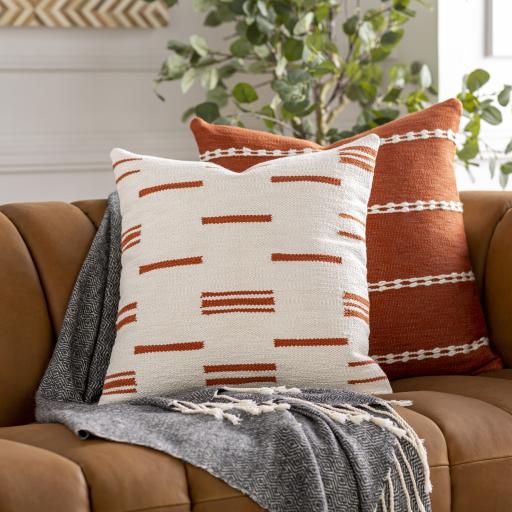 Surya Carlton CRL-003 Brick Red Off-White 22"H x 22"W Pillow Cover