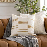 Surya Carlton CRL-007 Mustard Off-White 18"H x 18"W Pillow Cover