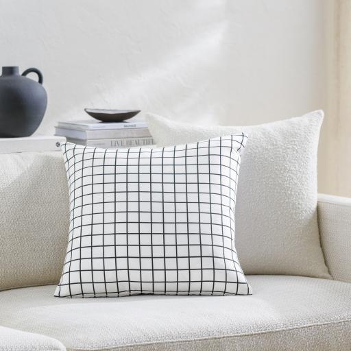 Surya Check CEK-002 Black Off-White 20"H x 20"W Pillow Cover