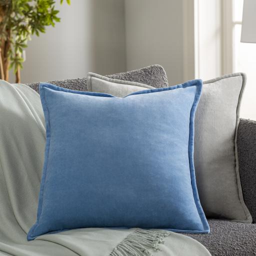 Surya Cotton Velvet CV-015 Blue 22"H x 22"W Pillow Cover