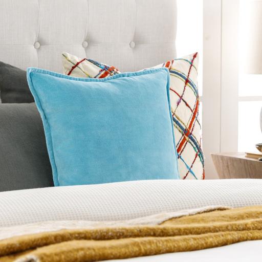 Surya Cotton Velvet CV-019 Aqua 18"H x 18"W Pillow Cover