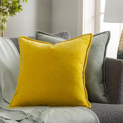 Surya Cotton Velvet CV-020 Mustard 13"H x 19"W Pillow Cover