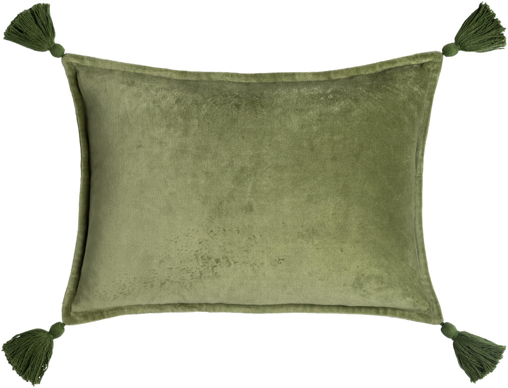 Surya Cotton Velvet CV-046 Grass Green 13"H x 19"W Pillow Cover