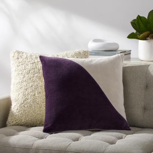 Surya Cotton Velvet CV-073 Plum Wheat 22"H x 22"W Pillow Cover