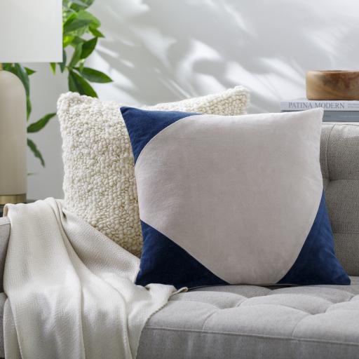 Surya Cotton Velvet CV-075 Navy Wheat 18"H x 18"W Pillow Cover