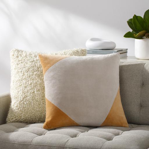 Surya Cotton Velvet CV-078 Camel Wheat 18"H x 18"W Pillow Cover