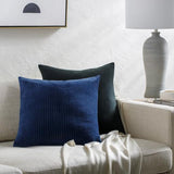Surya Cotton Velvet Stripes CV-084 Navy 18"H x 18"W Pillow Cover