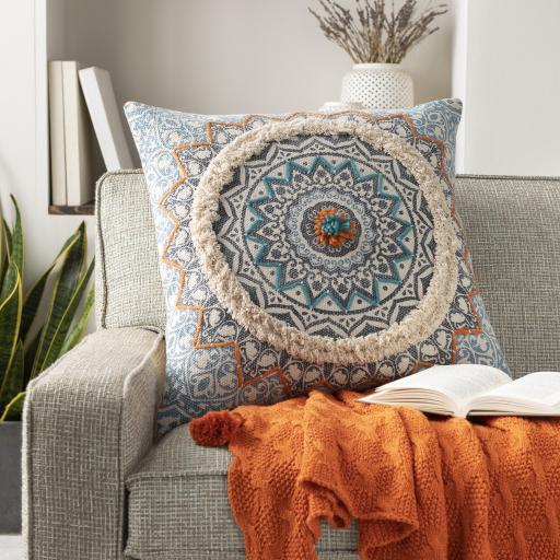 Surya Dayna DYA-005 Blue Burnt Orange 22"H x 22"W Pillow Cover