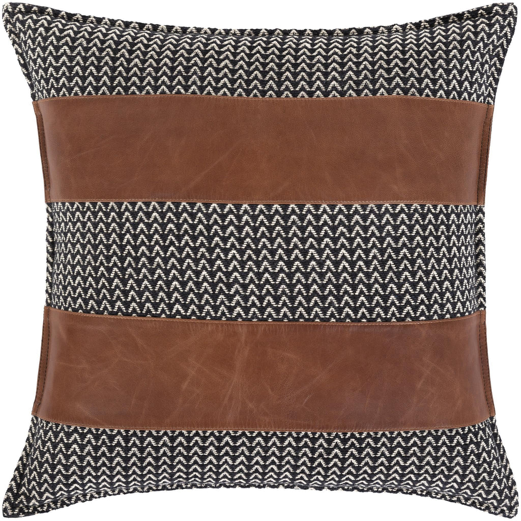 Surya Fiona FNA-001 Black Brown 20"H x 20"W Pillow Cover