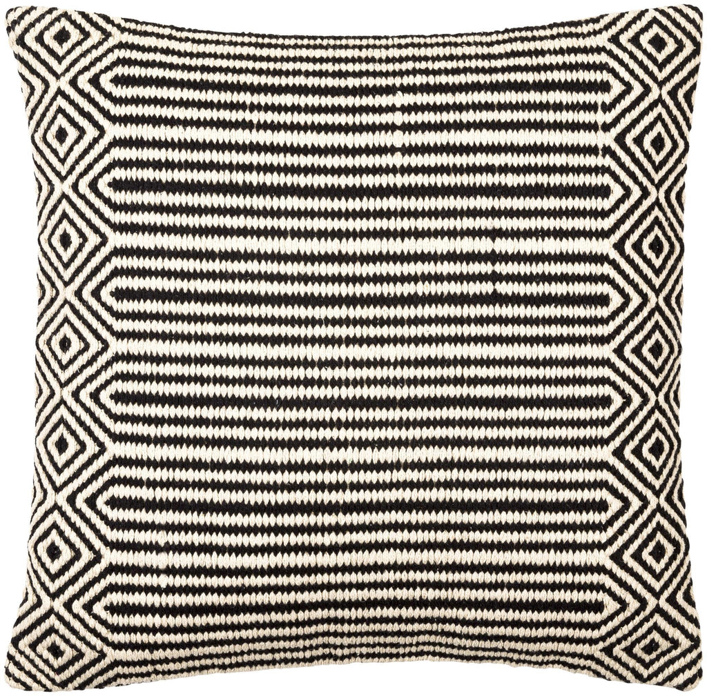 Surya Global Stripe GSE-001 Black Ivory 18"H x 18"W Pillow Cover