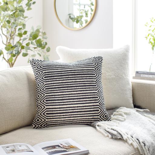 Surya Global Stripe GSE-001 Black Ivory 22"H x 22"W Pillow Cover