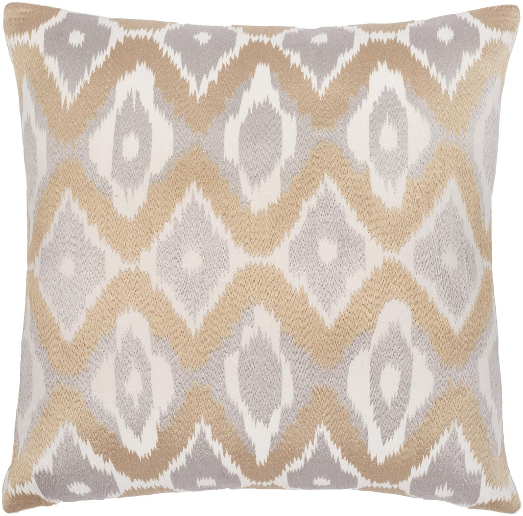 Surya Ikat Luxe IKL-002 Ivory Light Gray 18"H x 18"W Pillow Cover