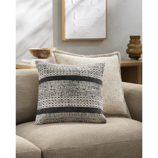 Surya Janya JNY-013 Black Light Beige 22"H x 22"W Pillow Cover