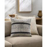 Surya Janya JNY-013 Black Light Beige 22"H x 22"W Pillow Cover