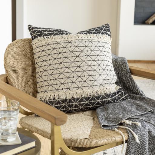 Surya Justine JTI-001 Beige Black 20"H x 20"W Pillow Cover