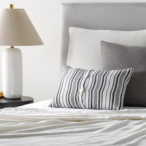 Surya Linen Stripe Buttoned LNB-002 20"H x 20"W Pillow Cover