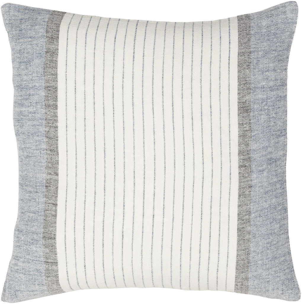 Surya Linen Stripe Buttoned LNB-004 Blue Cream 13"H x 20"W Pillow Cover