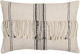 Surya Linen Stripe Embellished LSP-003 22"H x 22"W Pillow Cover