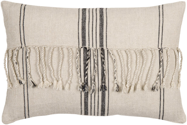 Surya Linen Stripe Embellished LSP-003 22"H x 22"W Pillow Cover