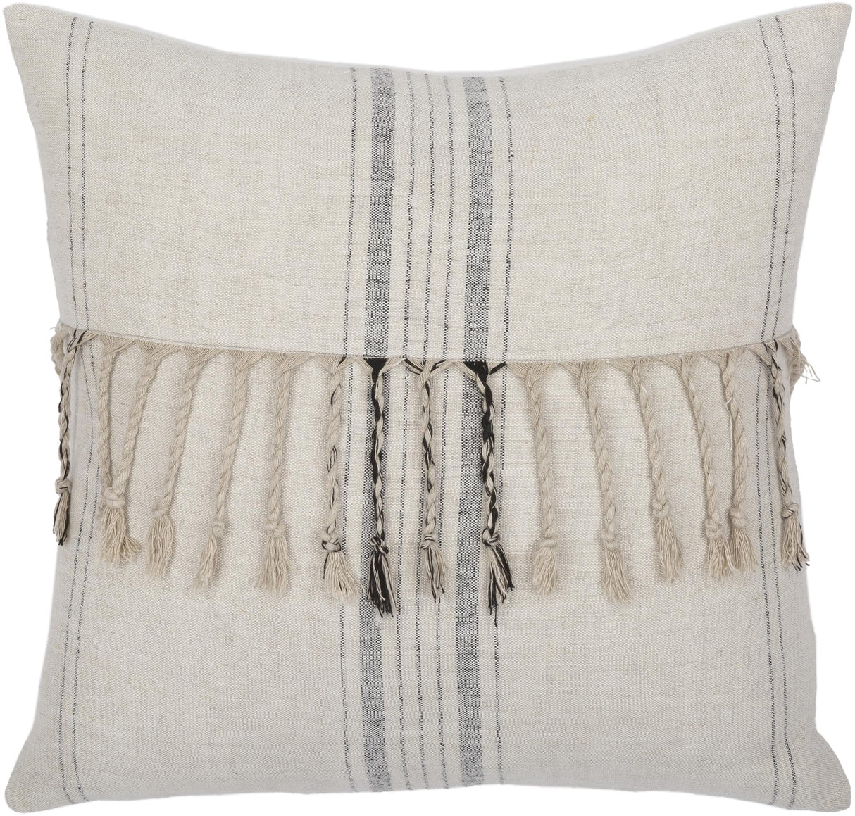 Surya Linen Stripe Embellished LSP-003 22"H x 22"W Pillow Cover
