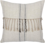 Surya Linen Stripe Embellished LSP-003 22"H x 22"W Pillow Cover