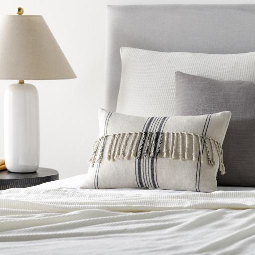 Surya Linen Stripe Embellished LSP-003 22"H x 22"W Pillow Cover