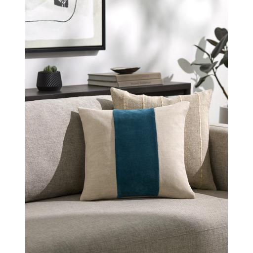 Surya Moza MZA-004 Deep Teal Light Beige 20"H x 20"W Pillow Cover