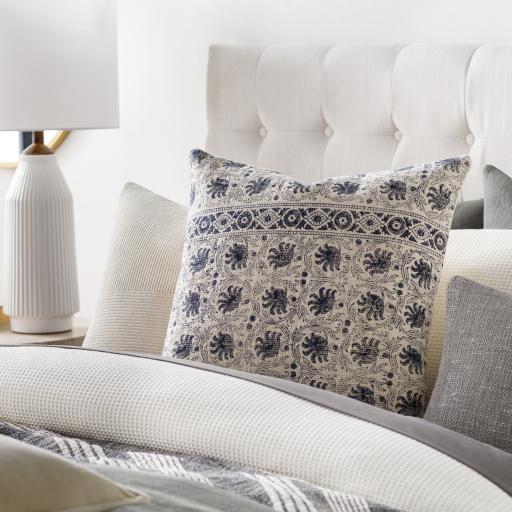 Surya Prisha PSH-002 Light Beige Navy 22"H x 22"W Pillow Cover