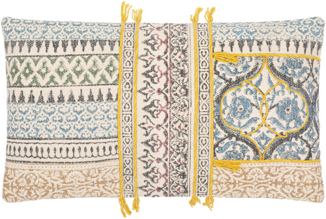Surya Sanga SGA-003 Cream Ink Blue 18"H x 18"W Pillow Cover