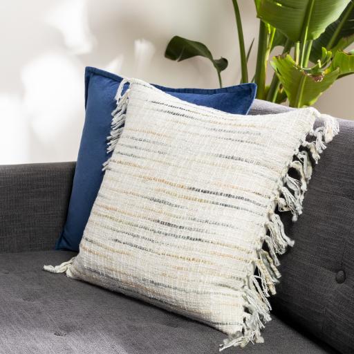 Surya Saugatuck SGK-001 Cream Deep Teal 20"H x 20"W Pillow Cover