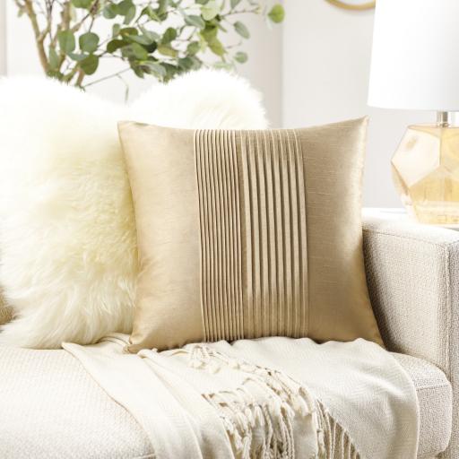 Surya Solid Pleated HH-019 Tan 22"H x 22"W Pillow Cover