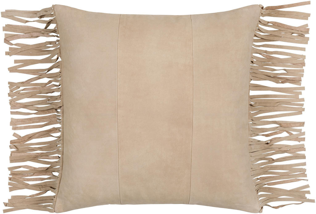 Surya Suede Fringe SFG-001 Tan 14"H x 22"W Pillow Cover