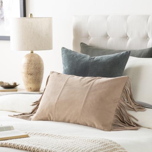 Surya Suede Fringe SFG-001 14"H x 22"W Pillow Cover