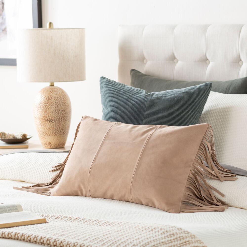 Surya Suede Fringe SFG-001 14"L x 22"W Pillow Cover