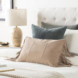 Surya Suede Fringe SFG-001 Tan 20"H x 20"W Pillow Cover