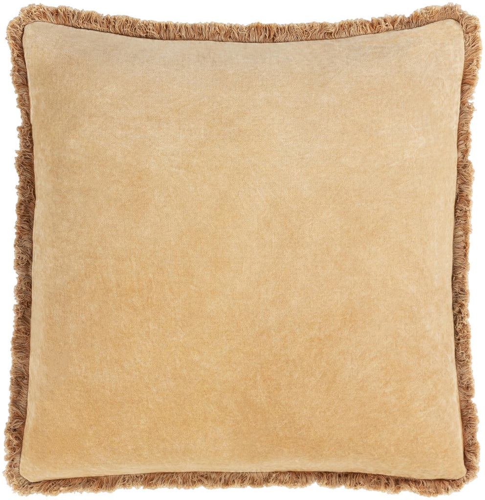 Surya Washed Cotton Velvet WCV-001 Camel 20"H x 20"W Pillow Cover