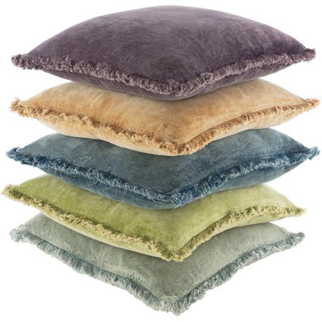 Surya Washed Cotton Velvet WCV-003 Slate 22"H x 22"W Pillow Cover