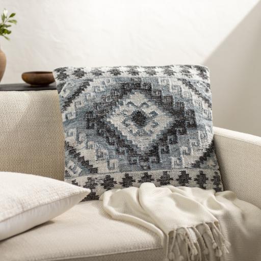 Surya Alyssa AYS-007 Blue Dark Brown 18"H x 18"W Pillow Kit